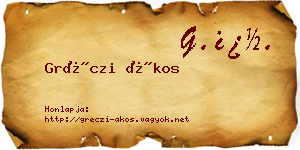 Gréczi Ákos névjegykártya